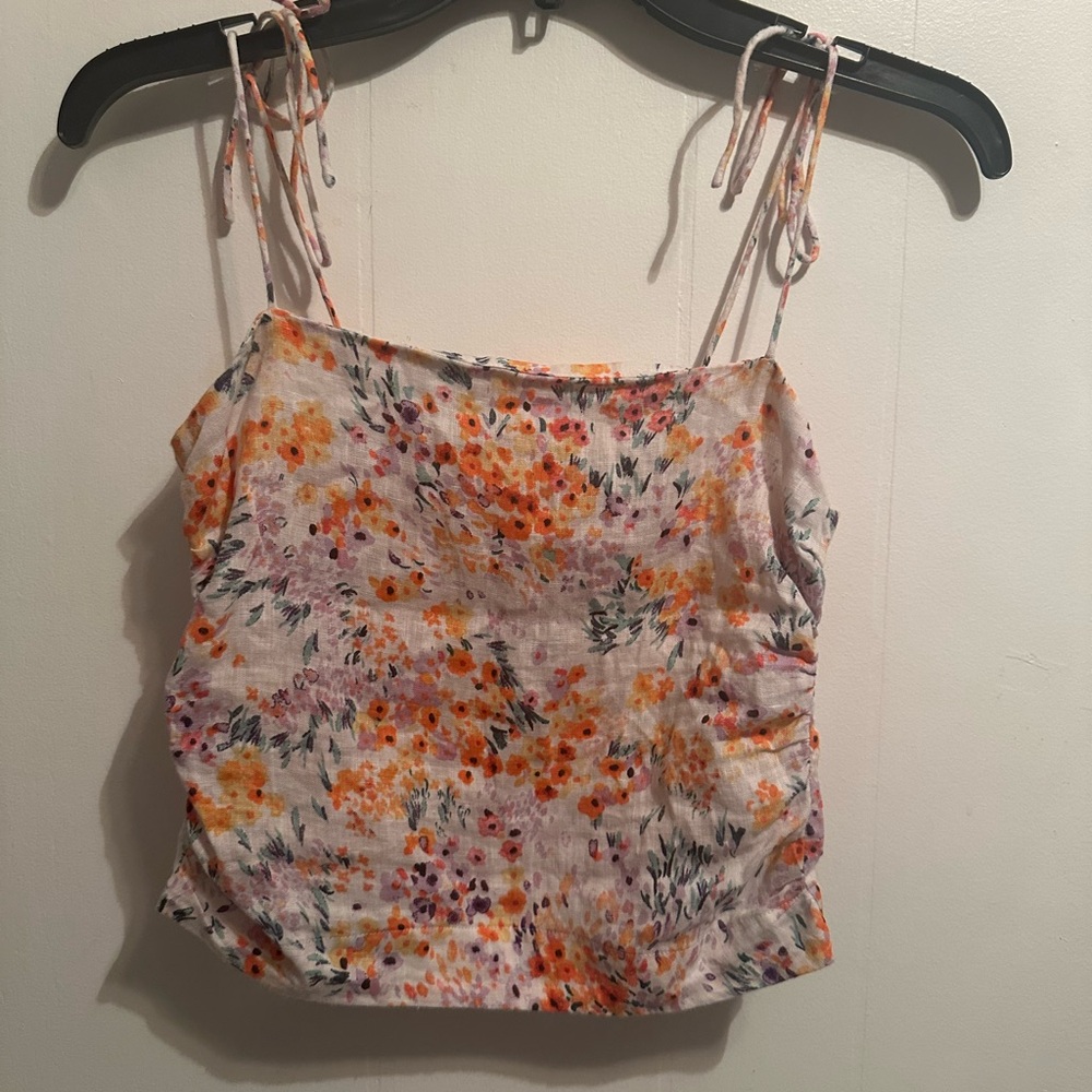 H&M Pink and Orange Ruched Crop Camisole